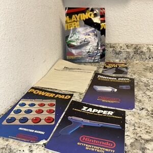 Vintage Nintendo Manual & Poster Lot Zapper, Power Pad, Control Deck Warranty D2
